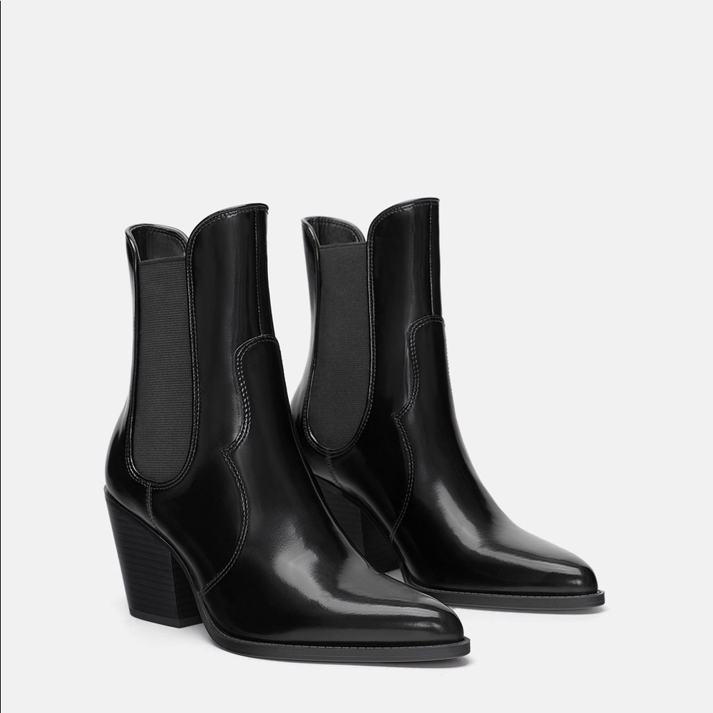 Zara Patent Leather Cowboy Boots